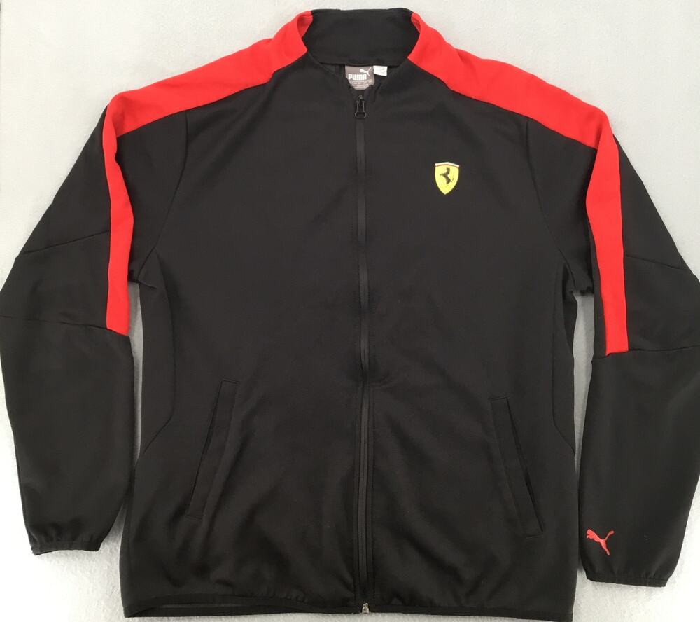 Puma Scuderia Ferrari Men's L Full Zip Jacket Black Red F1 Motorsport